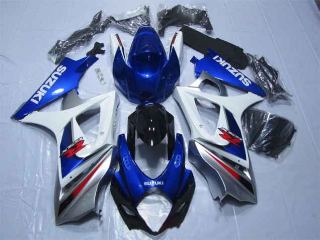 Affordable 2007-2008 Blue White Suzuki GSXR1000 Bike Fairings