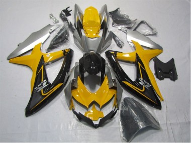 Affordable 2007-2008 Yellow Black Suzuki GSXR1000 Replacement Motorcycle Fairings