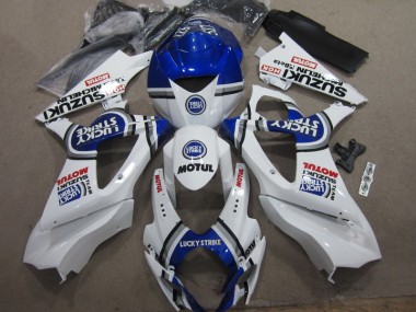 Affordable 2007-2008 White Blue Lucky Strike Red Motul Suzuki GSXR1000 Moto Fairings