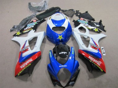 Affordable 2007-2008 Blue White Rockstar Suzuki GSXR1000 Motorcycle Bodywork