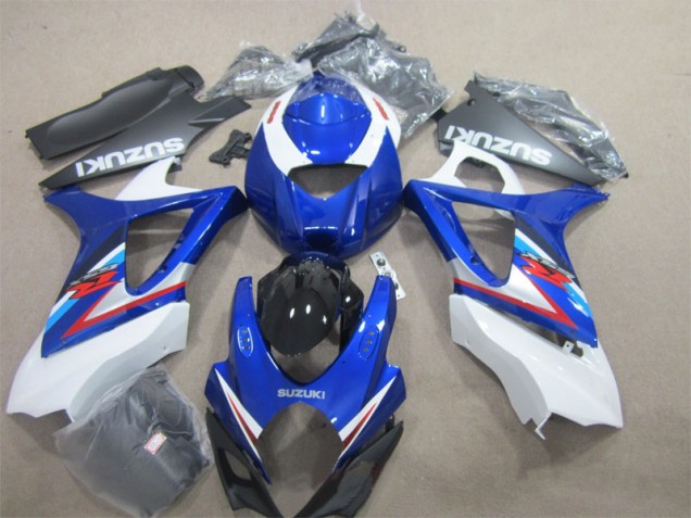 Affordable 2007-2008 Blue White Suzuki GSXR1000 Moto Fairings