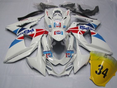 Affordable 2009-2016 White Pepsi 34 Suzuki GSXR1000 Motorcycle Fairings Kit