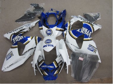 Affordable 2009-2016 White Lucky Strike Blue Motul Suzuki GSXR1000 Motorcylce Fairings