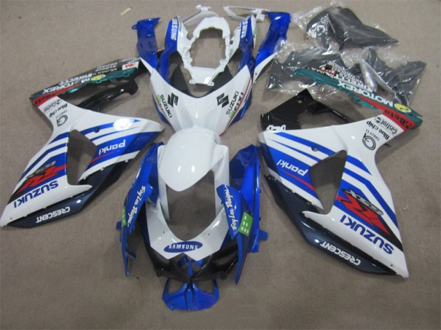 Affordable 2009-2016 White Blue Samsung Suzuki GSXR1000 Motorbike Fairings