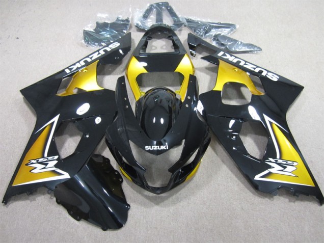 Affordable 2004-2005 Black Yellow Suzuki GSXR600 Motorcycle Replacement Fairings