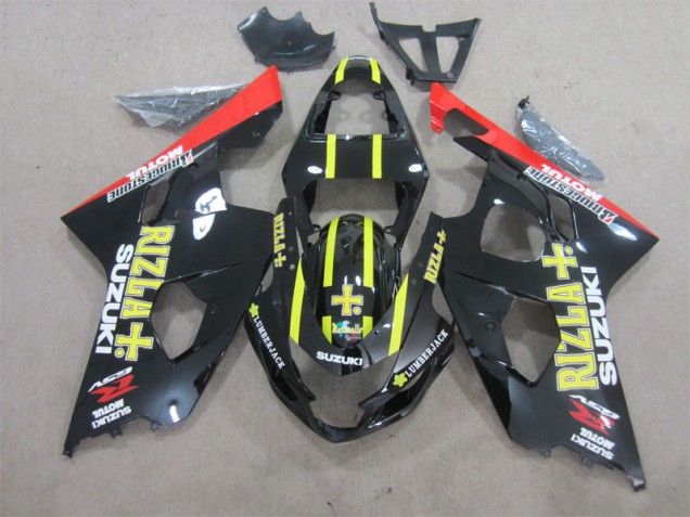 Affordable 2004-2005 Black Yellow Rizla Suzuki GSXR600 Motorcycle Fairings Kit