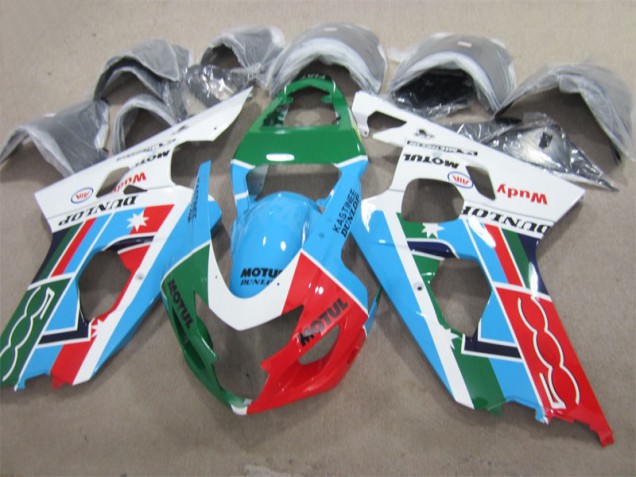 Affordable 2004-2005 Blue Green Red Motul Suzuki GSXR600 Motorcycle Fairing