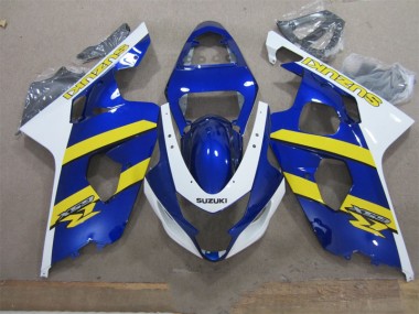 Affordable 2004-2005 Blue White Yellow Suzuki GSXR600 Replacement Motorcycle Fairings