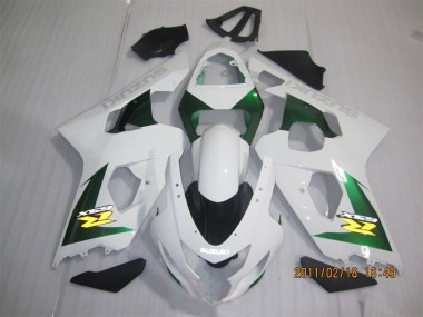 Affordable 2004-2005 White Green Suzuki GSXR600 Motorbike Fairing Kits