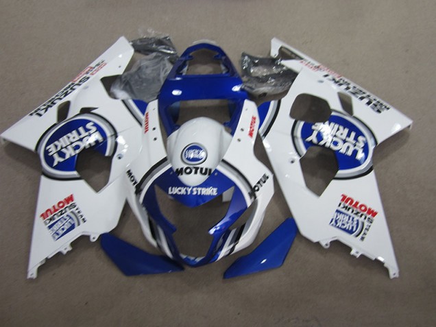 Affordable 2004-2005 Blue White Lucky Strike Motul Suzuki GSXR600 Moto Fairings