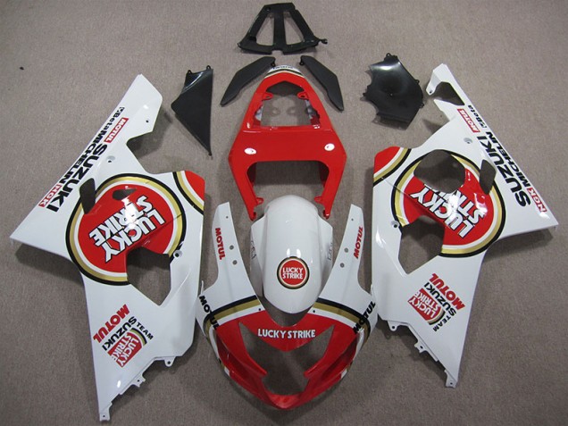 Affordable 2004-2005 Red White Lucky Strike Motul Suzuki GSXR600 Motorcycle Replacement Fairings