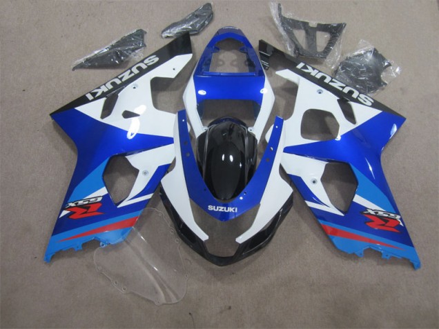 Affordable 2004-2005 Blue White Suzuki GSXR600 Motorcycle Fairings Kits