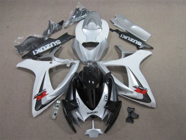 Affordable 2006-2007 Black White Suzuki GSXR600 Motorcycle Fairing Kit