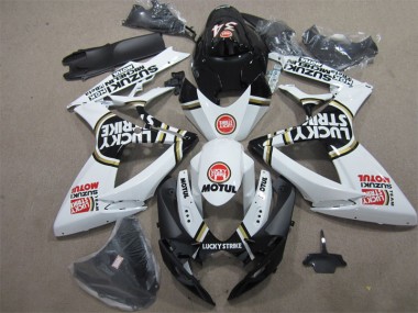 Affordable 2006-2007 Black White Lucky Strike Motul Suzuki GSXR600 Bike Fairing