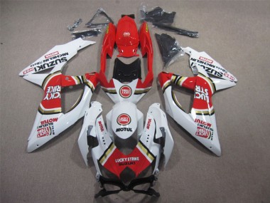 Affordable 2008-2010 White Lucky Strike Red Motul Suzuki GSXR600 Motorbike Fairing