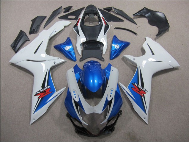 Affordable 2011-2021 White Blue Suzuki GSXR600 Motorbike Fairing Kits