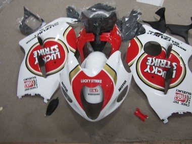 Affordable 1996-2007 White Lucky Strike Motul Suzuki GSXR1300 Hayabusa Motorcycle Fairings Kit