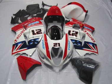 Affordable 1996-2007 White Red Xerox 21 Suzuki GSXR1300 Hayabusa Motorcycle Fairings