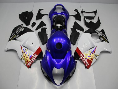 Affordable 1996-2007 Blue White Suzuki GSXR1300 Hayabusa Motor Bike Fairings