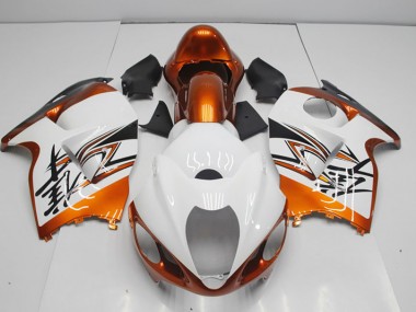 Affordable 1996-2007 White Orange Suzuki GSXR1300 Hayabusa Motorcycle Bodywork