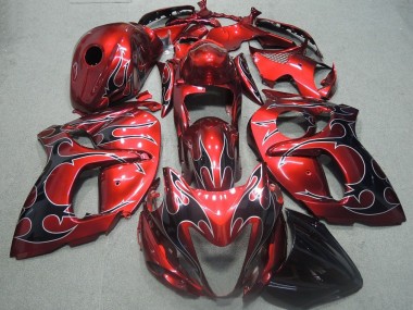 Affordable 2008-2019 Red Black Flame Suzuki GSXR1300 Hayabusa Motorcyle Fairings