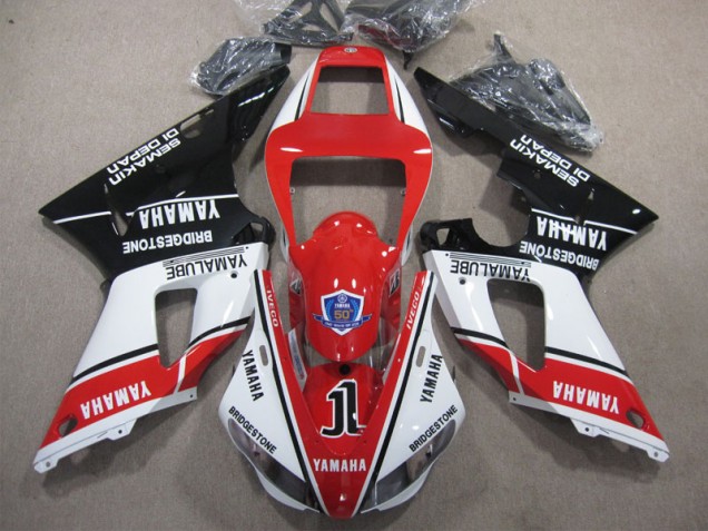 Affordable 1998-1999 Red White Black 50 Yamaha YZF R1 Replacement Motorcycle Fairings