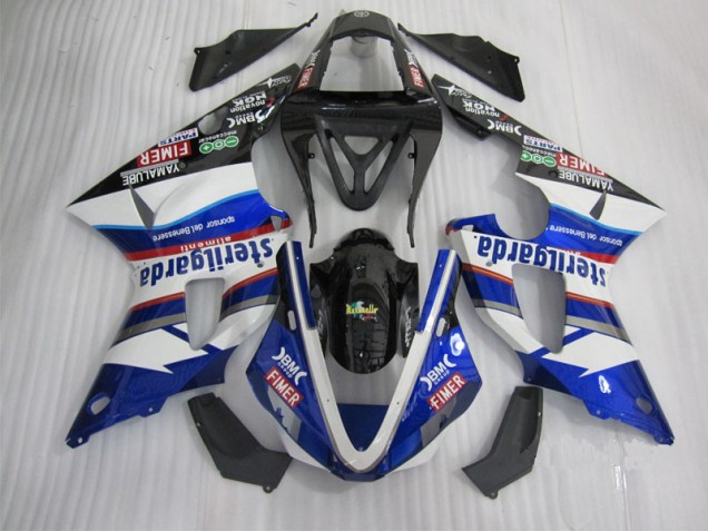 Affordable 2000-2001 Black White Blue Santander Yamaha YZF R1 Replacement Fairings