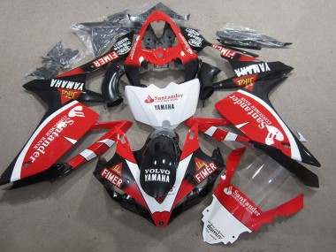 Affordable 2007-2008 Black Red White Santander Yamaha YZF R1 Motorbike Fairing Kits