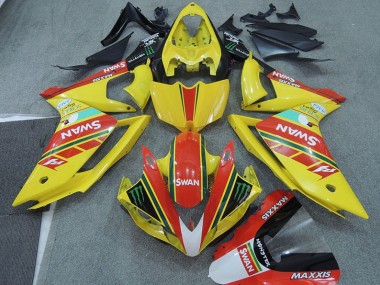 Affordable 2007-2008 Yellow Red Swan Yamaha YZF R1 Moto Fairings