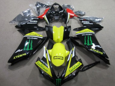 Affordable 2007-2008 Black Yellow Motul Leovince Yamaha YZF R1 Motorcycle Fairings Kit