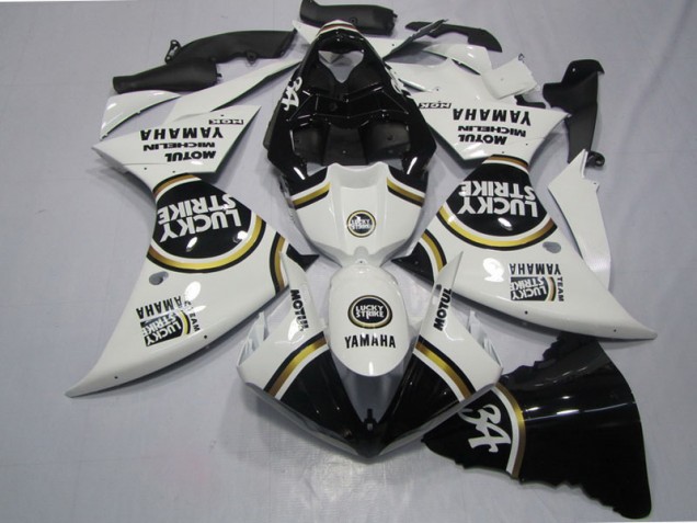 Affordable 2009-2011 Black White Lucky Strike Yamaha YZF R1 Motorcycle Fairings Kits