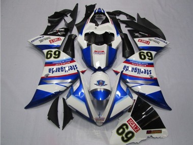 Affordable 2009-2011 White Blue Sterilgarda SCALZ 69 Yamaha YZF R1 Motorcycle Replacement Fairings