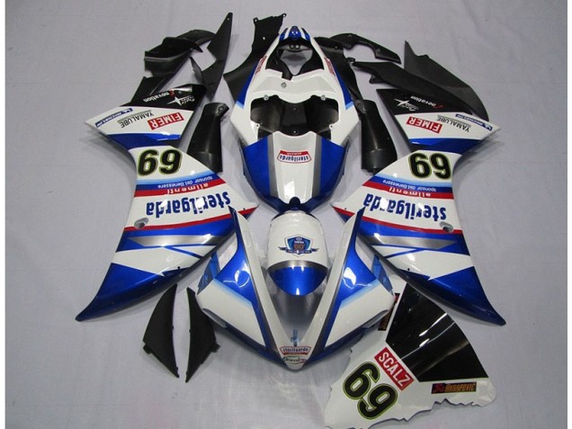 Affordable 2009-2011 White Blue Sterilgarda SCALZ 69 Yamaha YZF R1 Motorcycle Replacement Fairings