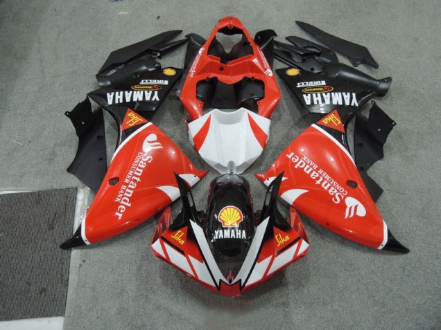 Affordable 2009-2011 Black White Santander Red Yamaha YZF R1 Motorcycle Fairing Kits