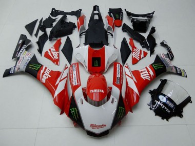 Affordable 2015-2019 Red White Monster Yamaha YZF R1 Moto Fairings