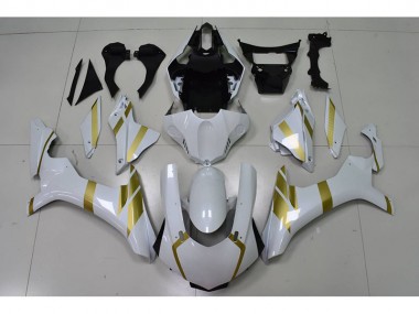 Affordable 2015-2019 White with Gold Decal Yamaha YZF R1 Motor Fairings