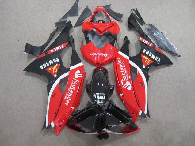 Affordable 2008-2016 Black Red White Santander Yamaha YZF R6 Bike Fairings