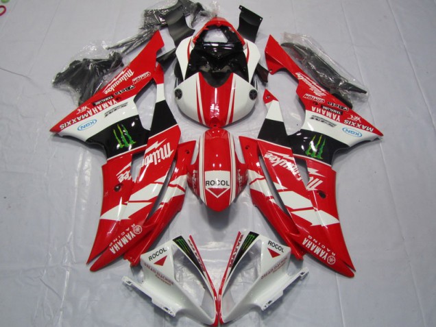 Affordable 2008-2016 Red White Rocol Yamaha YZF R6 Motorcycle Fairings Kits